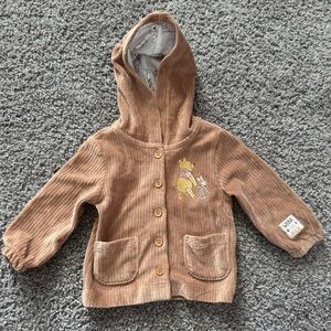 NWT Disney Winnie the Pooh Baby Brown and White Hooded Jacket size 3-6 months